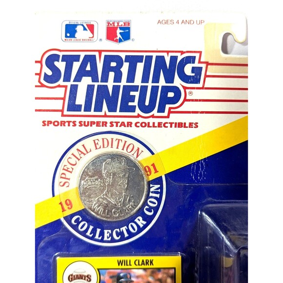 Starting Lineup Will Clark Figure S.F. Giants Baseball Card Collector Coin '90s - Picture 4 of 5